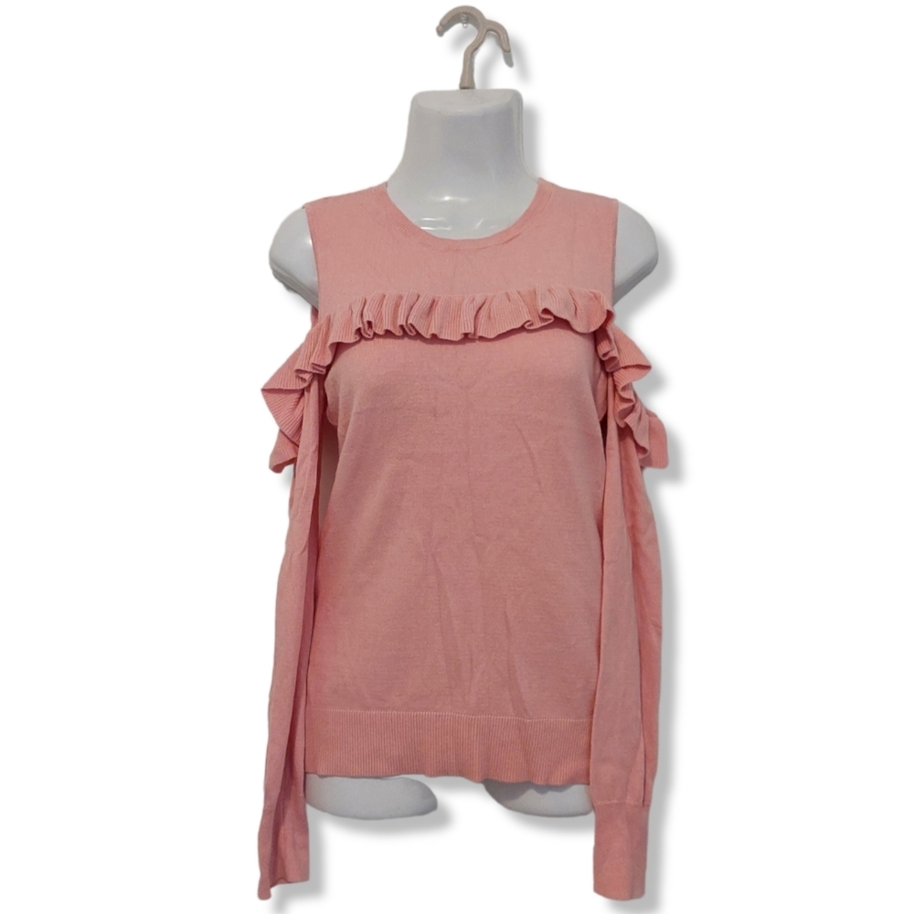 Michael Kors - Pink Cold Shoulder Ruffled Blouse Size S